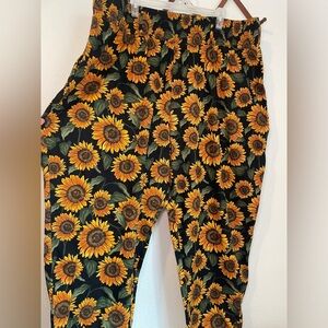Lucy & Yak Sunflower Print Pants - Black and Yellow